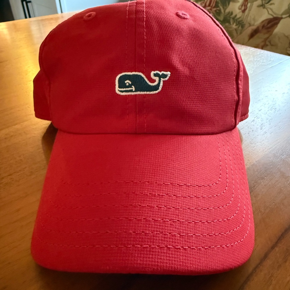 Vineyard Vines Red Hat with Whale Emblem